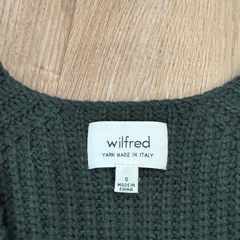 Wilfred Chartres Ribbed V-Neck Tunic Sweater Wool Aritzia Green Sleeveless Small - Picture 5 of 10